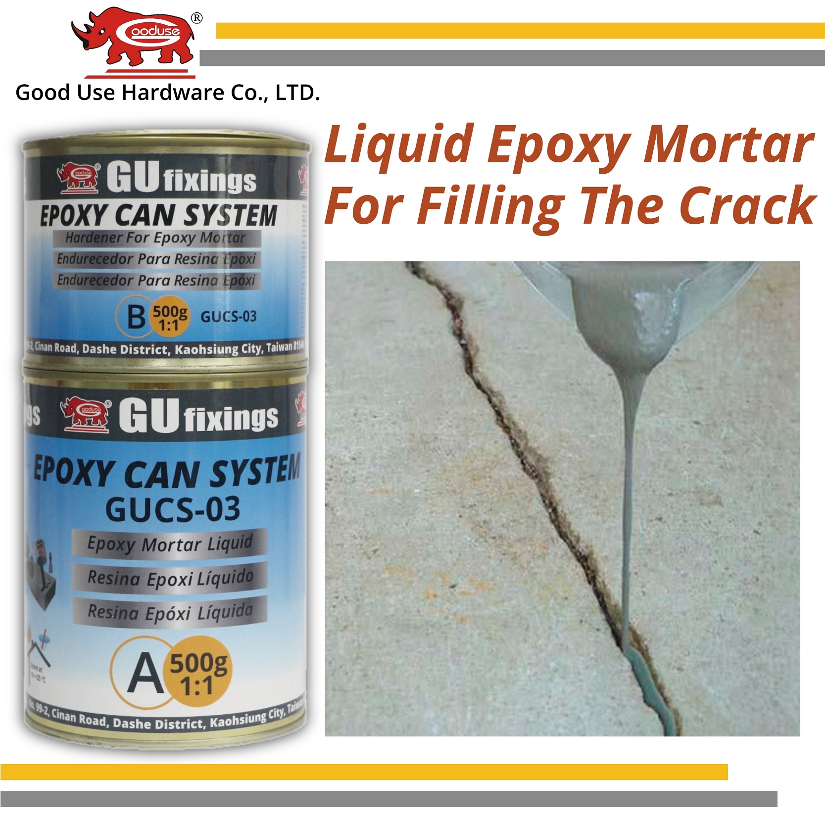 Concrete wall and beam crack repair epoxy mortar