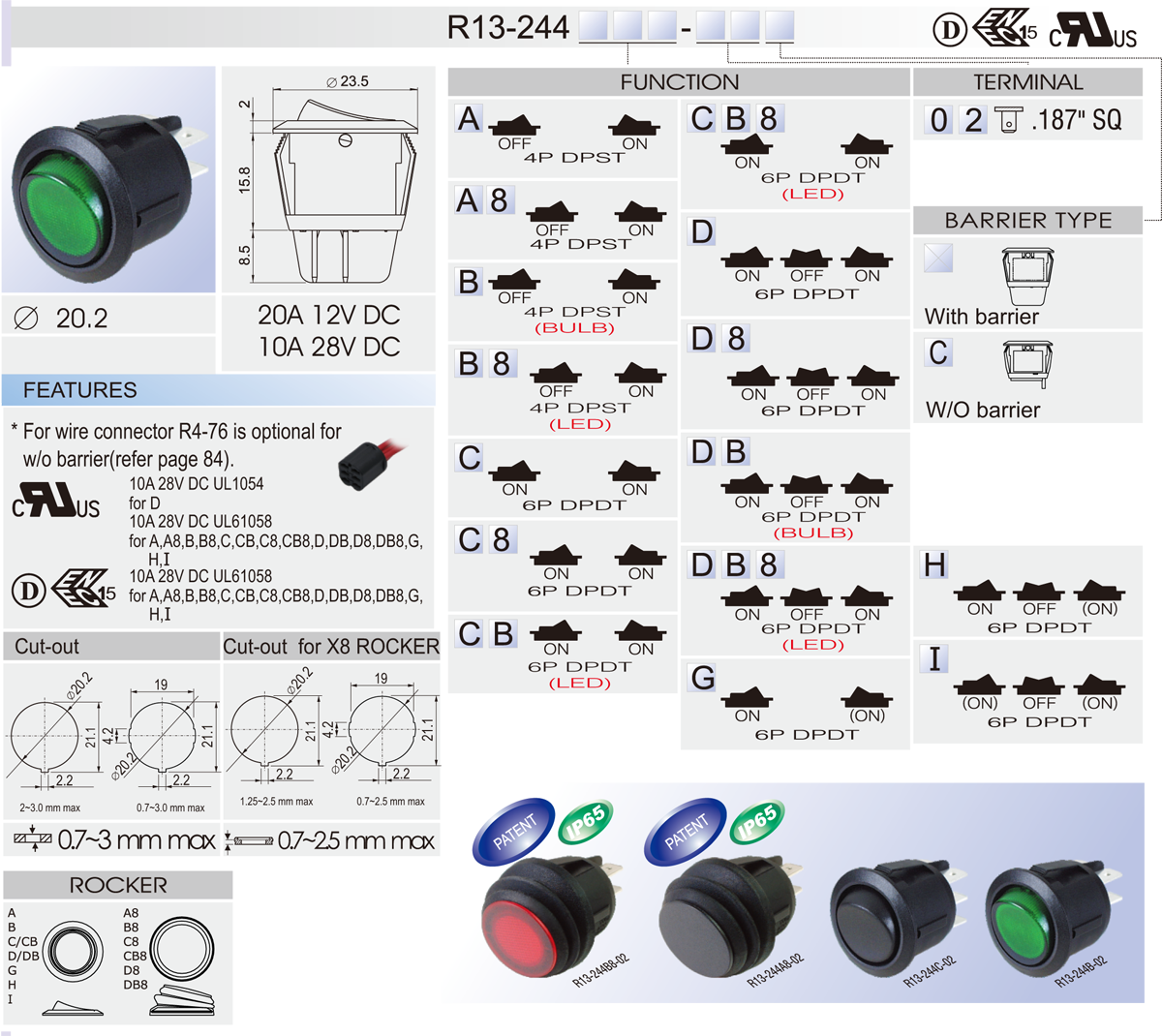 Rocker Switch DC SCI R13 244 Taiwantrade