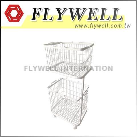 2-Tier Rolling Laundry Basket Rack Cart