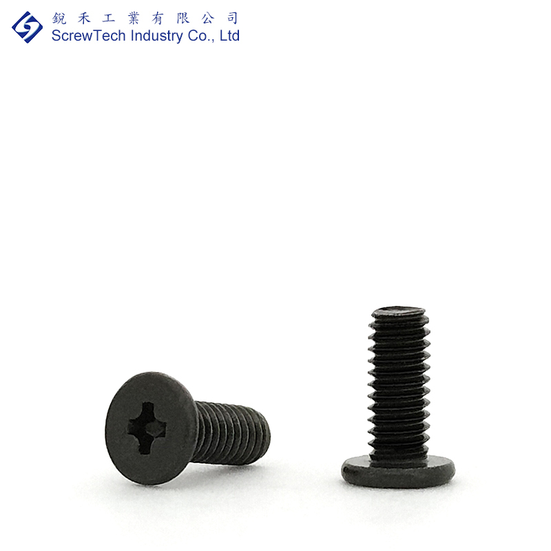 【ScrewTech】I Head, Phillips, M2.5x6, Machine Screw, Black Zinc Plated