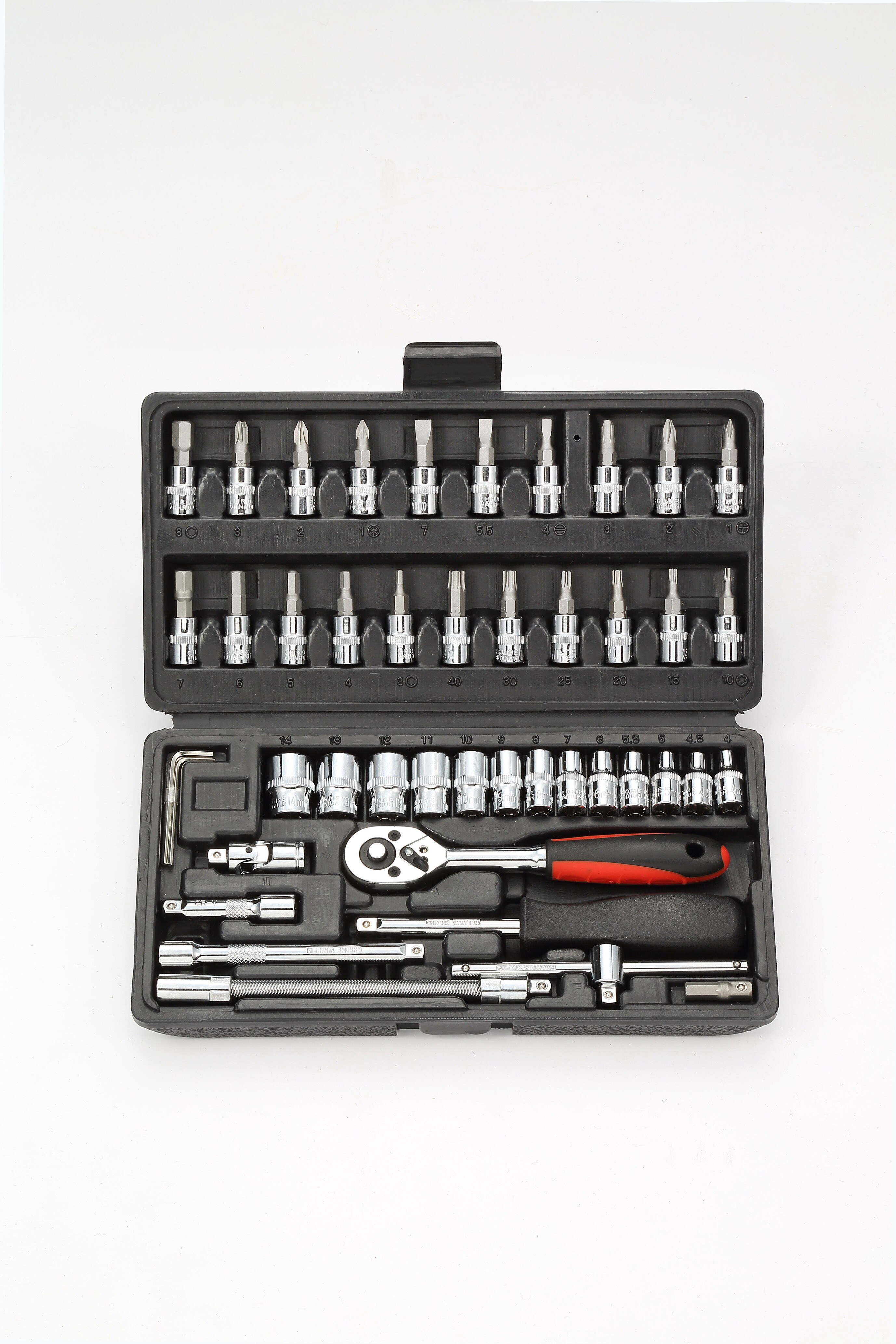 46PCS 1/4 inch Drive Bit Socket Set, Quick Release Ratchet Handle ...