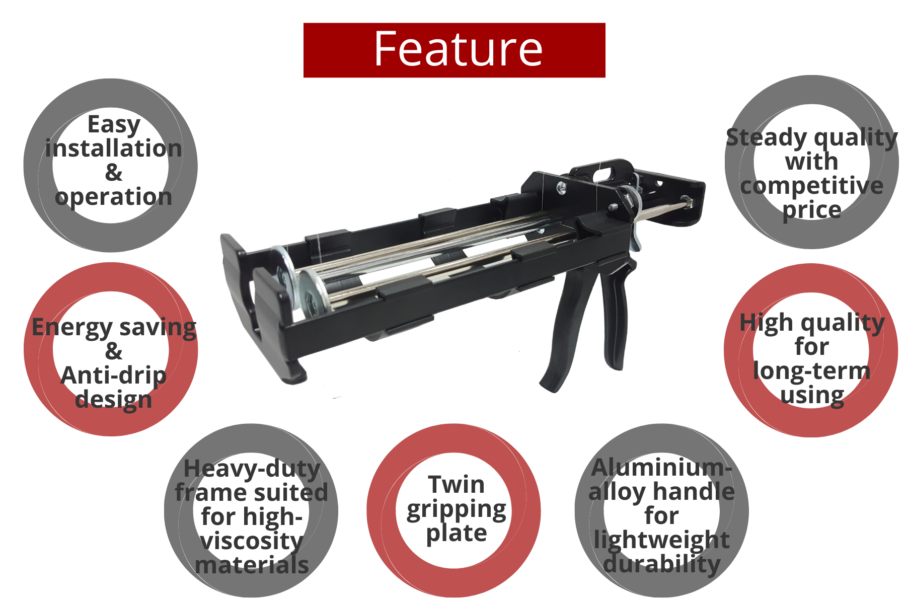 650ml Heavy duty ergonomic epoxy sealant applicator gun