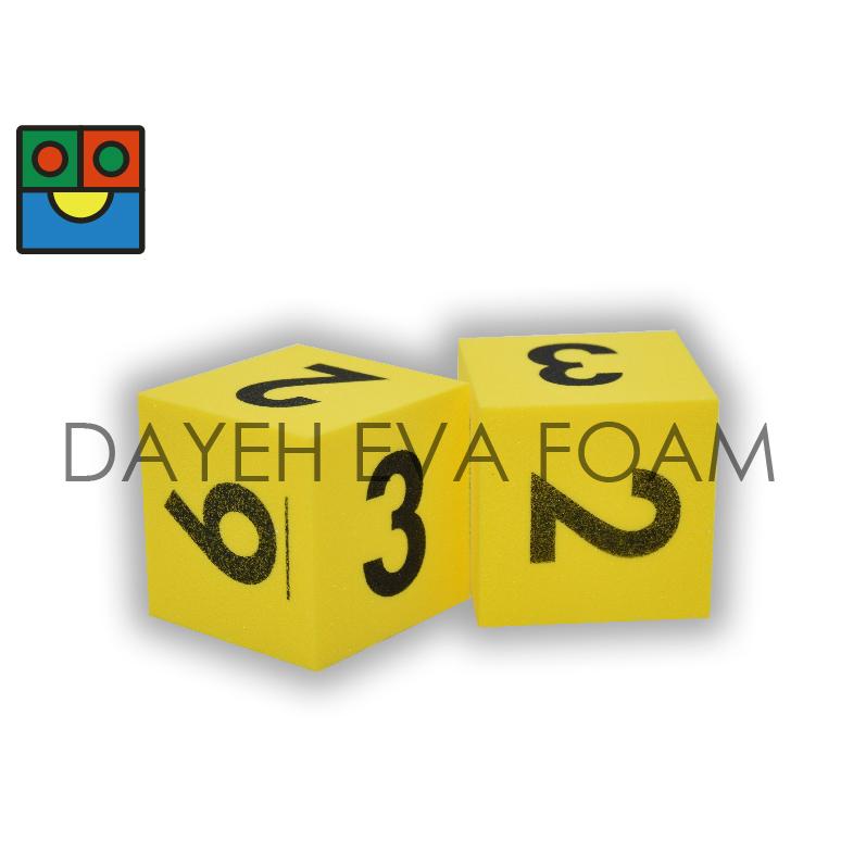 EVA Foam Dice, 5cm x 5cm x 5cm ,Yellow, Numbers 16
