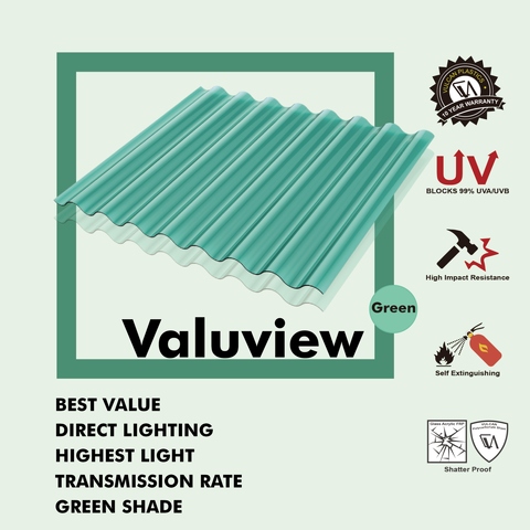 Green Polycarbonate sheet (VULCAN Valuview ROMA Corrugated)