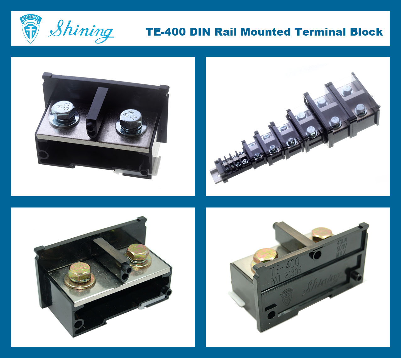 TE-400 Din Rail 600V 400A Assembly Grounded Terminal Block | SHINING E ...