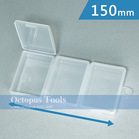 Plastic Compartment Box 3 Grids, 3 Lids, Hanging Hole, 5.9x2.8x0.9