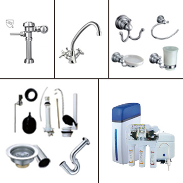 Brass Faucets, Flush Valves, Plumbing Fittings, Strainers, P Traps, Water Tank Kits, Bathroom Accessories, RO System, Water Filters, Softener Valves.