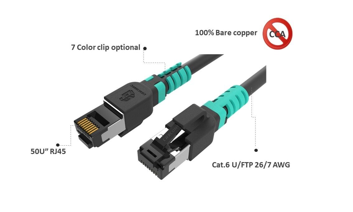 El cable de conexión de escorpión Cat.11 puede ensamblar sus propios clips de color, hace que su cable de conexión sea más fácil de identificar, puede cambiarlo usted mismo.