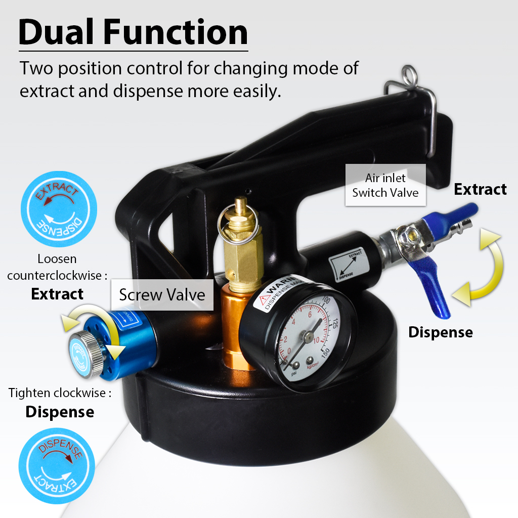 【FIRSTINFO】2 Way 6L Air ATF Auto Fluid Extractor Dispenser Refill Pump 14 pcs Adapters
