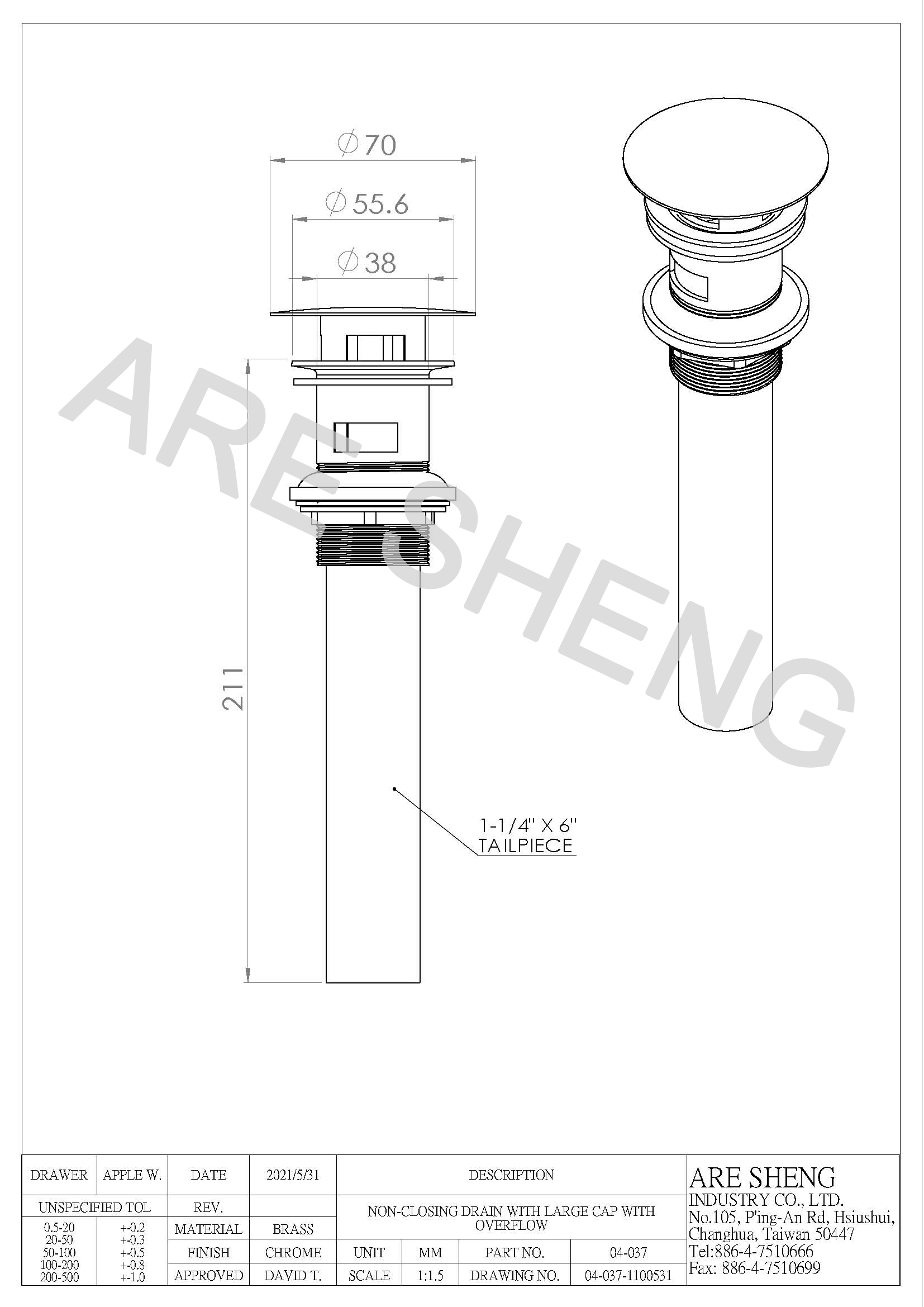 Dimension drawing of 04-037