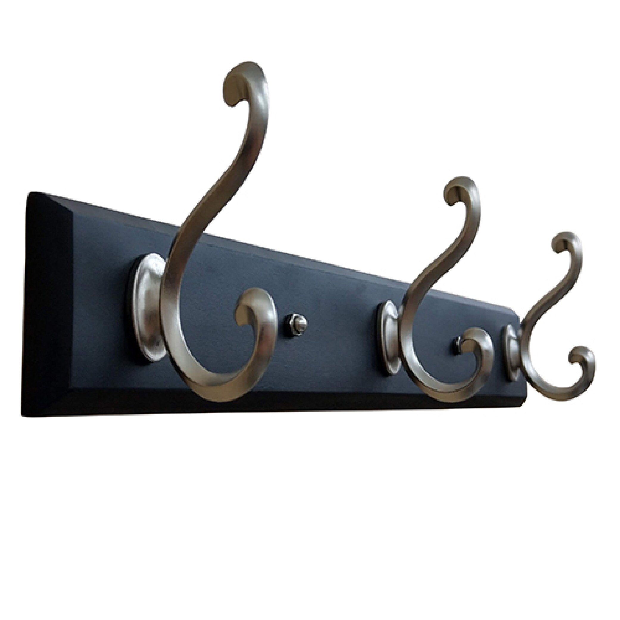 Self Adhesive Coat Hook Rack with Pine Wood 3Hooks Hanging Shelf Robe Towel