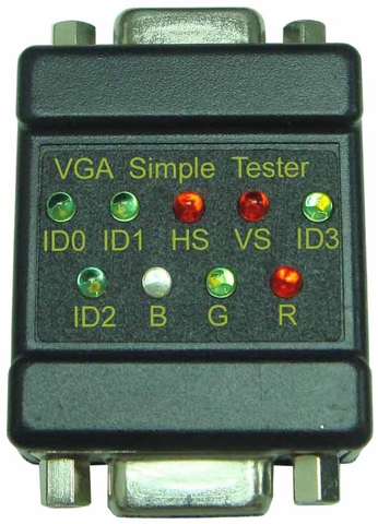 VGA Tester - 3 color LED Display - HD15/F Type , Signal Tester