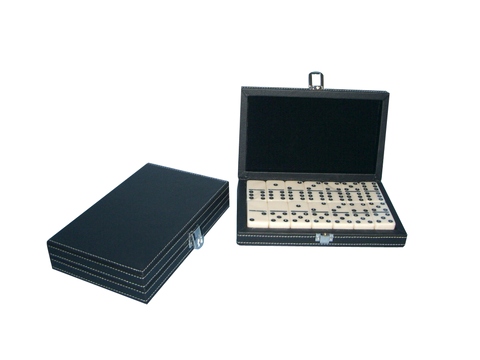 Custom PU Leather Box with Dominoes Set Double Six Dominoes Set Game