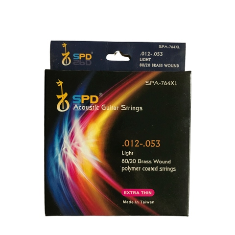 SPD Acoustic Guitar Strings, 80/20 Brass Wound,Polymer Coated strings, .012-.053, Light Tension (Carton Package)