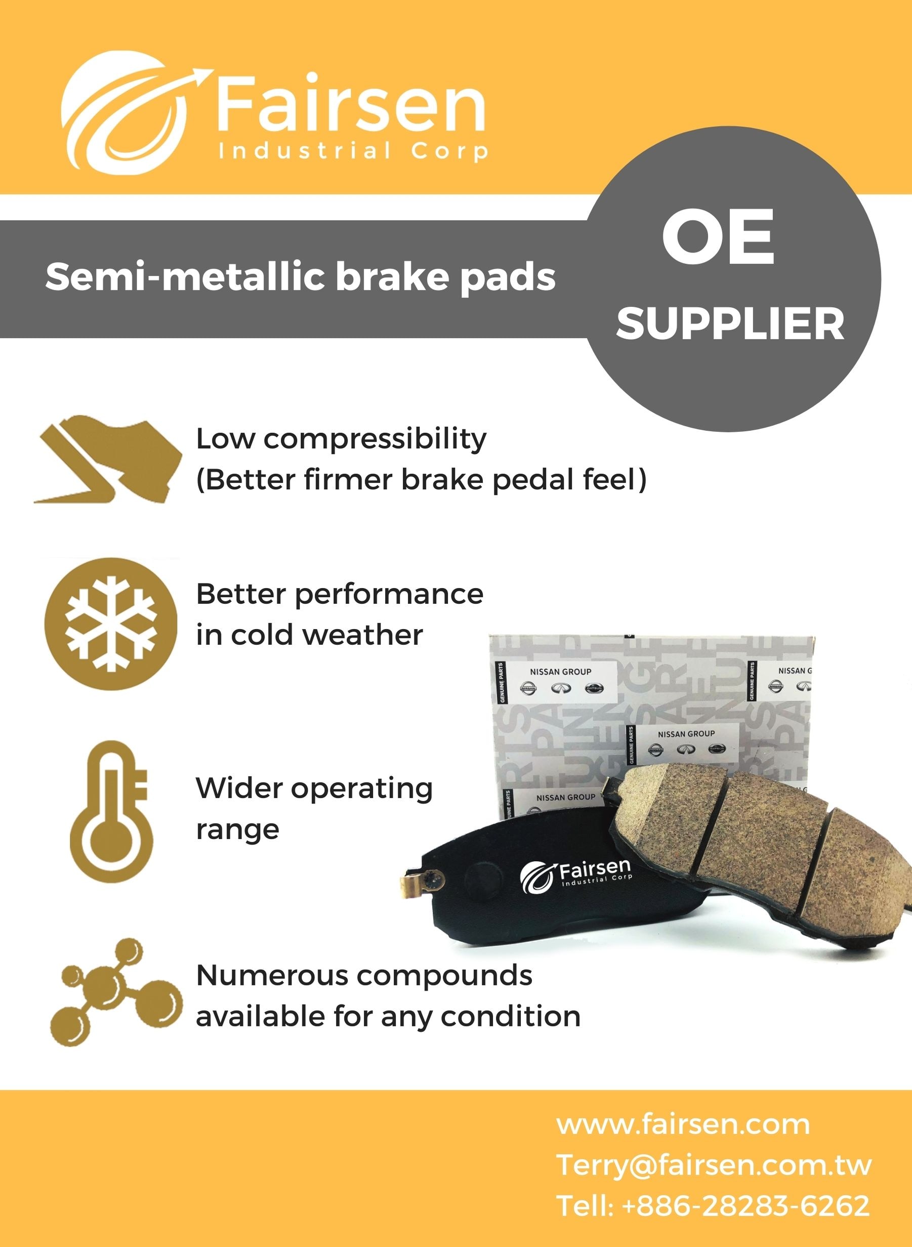 Automobile brake pad & show FAIRSEN INDUSTRIAL CORP.
