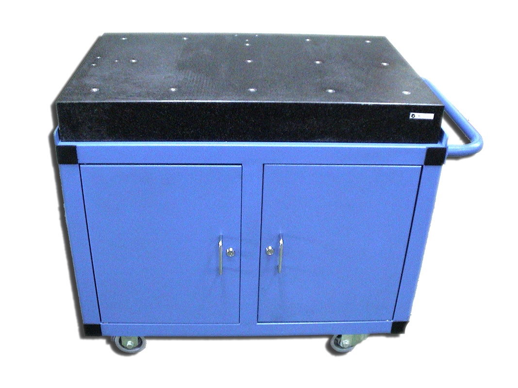 Custom Made Granite Inspection Surface Plate With Cart, Work Cart
