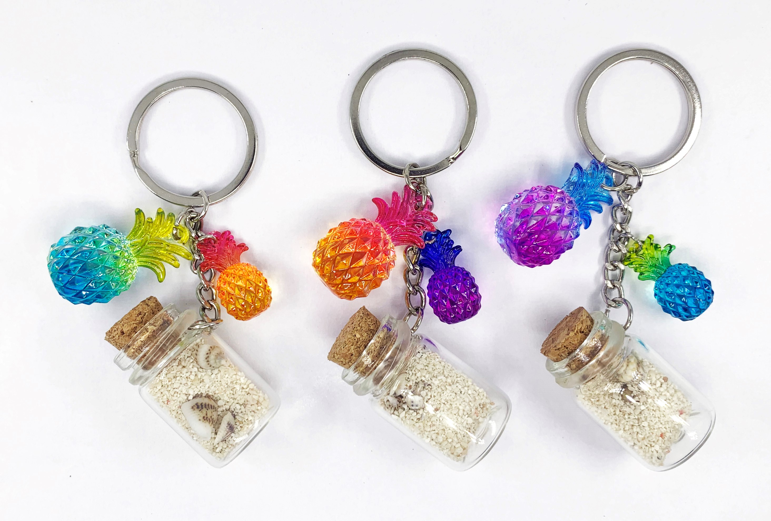 Seashell Bottle KeyChain (with pineapple)