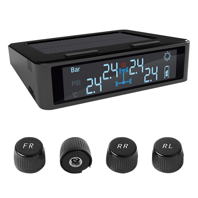 External Tpms Car Solar Wireless Tire Pressure Monitor System Digital Monitoring External Tpms