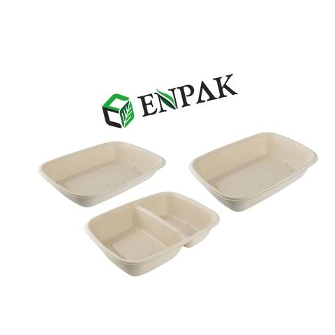 GoEco, Disposable, 5CP, Rectangular, Baggase, Meal Trays, Pack of 300