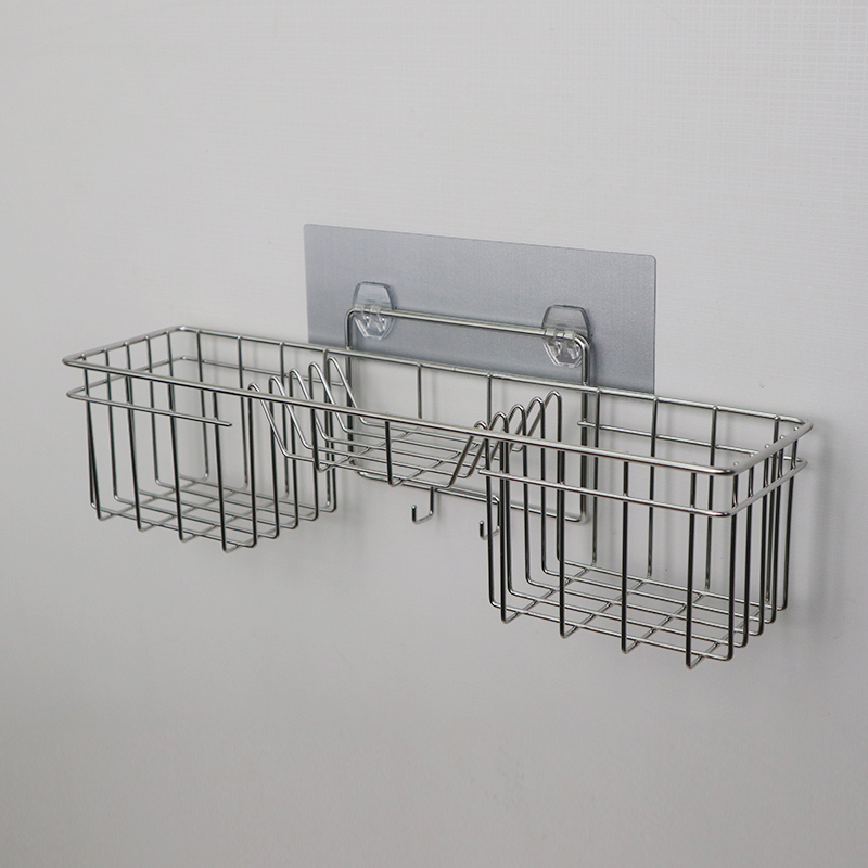 Bathroom Use Stainless Steel Self Adhesive 2 Shower Basket