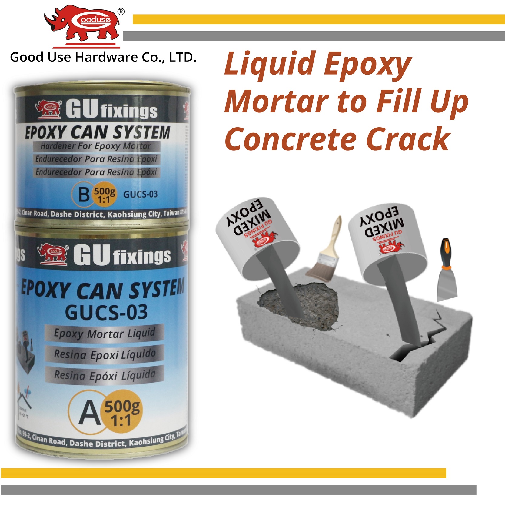 Crack repair manual mixing epoxy resin adhesive