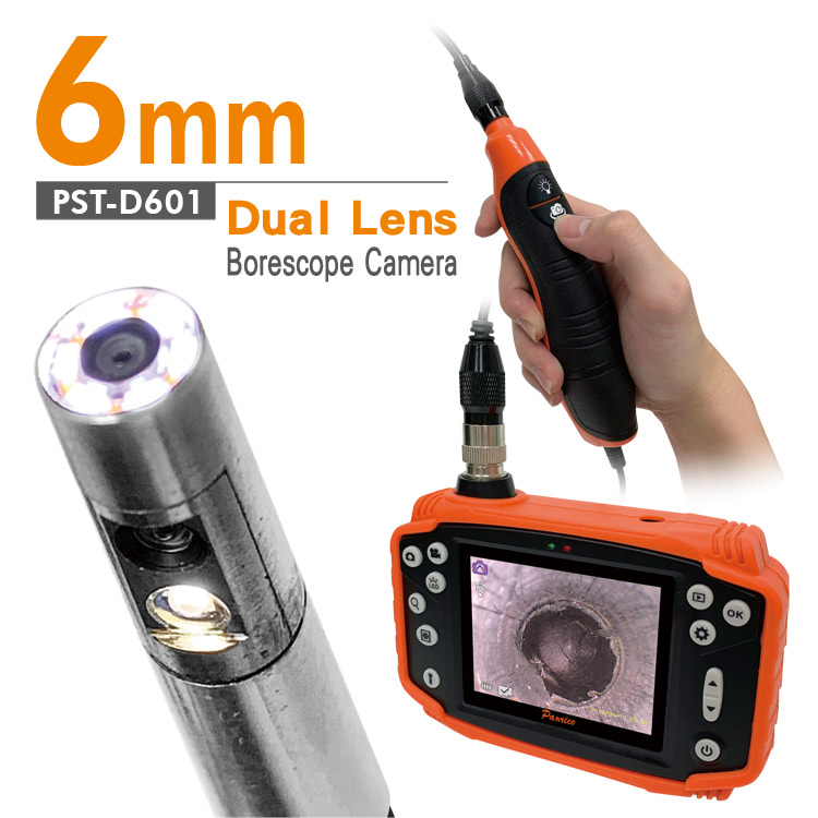 6mm Video Inspection Endoscope Dual Lens Borescope Camera Front and Side Inspection Camera Borescope