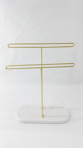 METAL JEWELRY HOLDER WITH WHITE MARBLE BASE