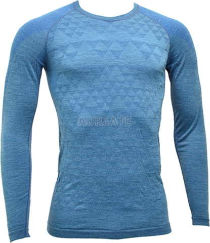 Seamless Base Layer Shirt - Bright blue/dark blue - Men