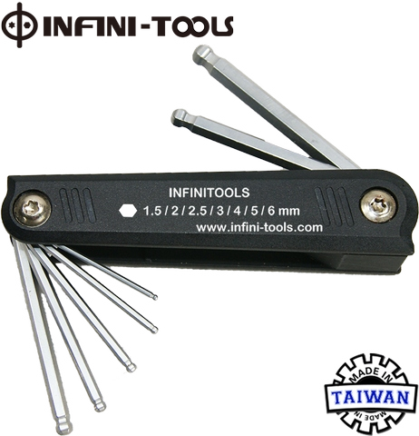 7-piece nylon folding ballpoint hex key wrench set , h 1.5-h 6